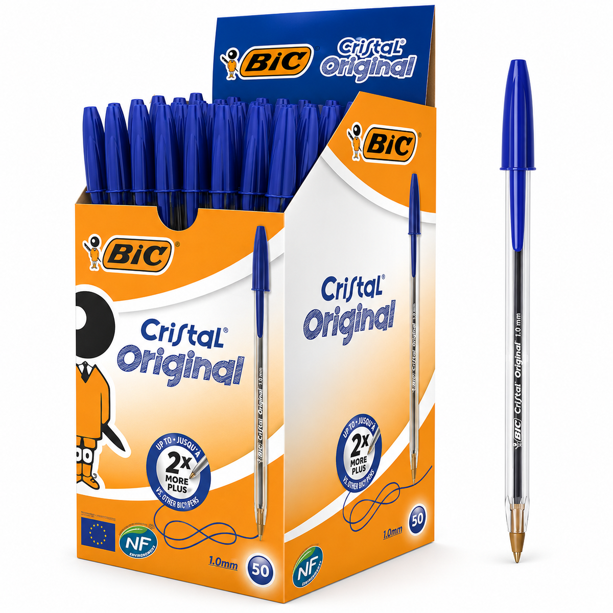 BIC Cristal  Original Blue Ballpoint Pens (1x50)
